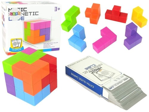 Przejdź do produktu 15593 Kostka Logiczna Do Układania Magnetyczna Dwustronne Karty 108 Wyzwań - LEAN Toys 5905679071267