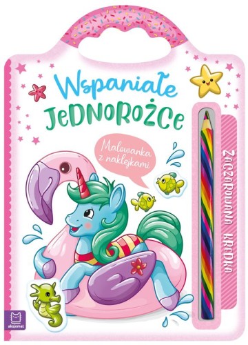 Przejdź do produktu Wspaniałe jednorożce, malowanka z naklejkami, zaczarowana kredka, Aksjomat