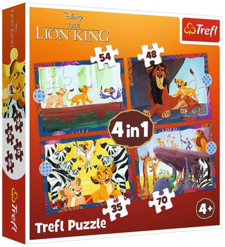 Przejdź do produktu Puzzle 4in1 Brave Lion King – Disney Lion King 34653, Trefl