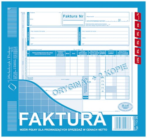 Przejdź do produktu Faktura VAT2/3 A4 O+2K Pł/ODB