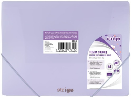 Przejdź do produktu STRIGO TECZKA Z GUMKĄ PP A4 PASTELOWA LILIOWA