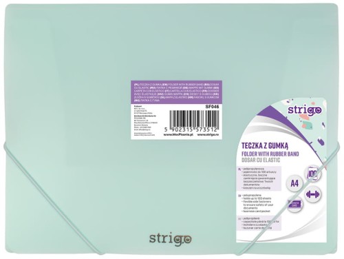 Przejdź do produktu STRIGO TECZKA Z GUMKĄ PP A4 PASTELOWA MIĘTOWA