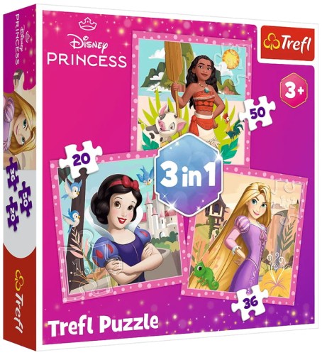 Przejdź do produktu Puzzle 3w1 Piękne kwiaty. Disney Princess 34875 Tr