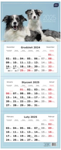 Przejdź do produktu Kalendarz 2025 trójdzielny 82,5x34cm Psy