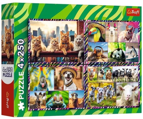 Przejdź do produktu Puzzle 4x250el Zabwne zwierzaki 13313 Trefl