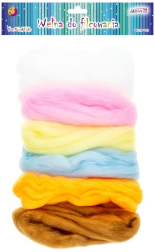 Przejdź do produktu Wełna do filcowania WF-7826 6kol. x 8g, op. 48g, Aliga