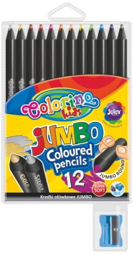 Przejdź do produktu Kredki ołówkowe 12 Jumbo czarne drewno+temp. Colorino