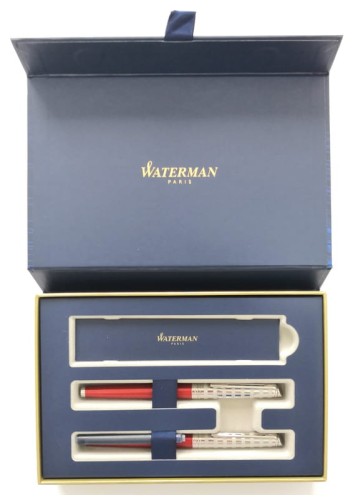 Przejdź do produktu Komplet  Hemisphere  Delux red pióro wieczne i kulkowe w etui ,Waterman