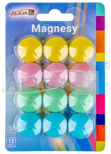 Przejdź do produktu Magnesy MG-3514 mix kolorów 2cm blister 12szt