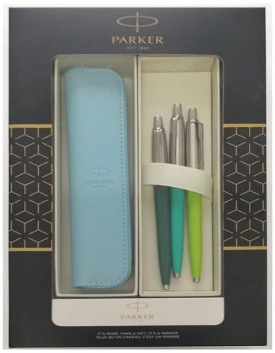 Przejdź do produktu Komplet Jotter mix 3szt w pudełku prezentowym z etui niebieskim , Parker