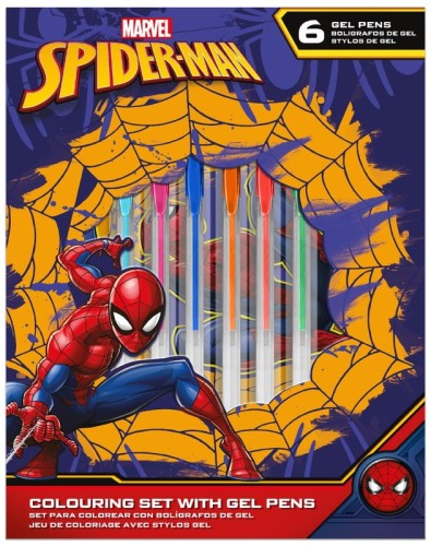 Przejdź do produktu Zestaw piśmienniczy, 6 żelowych długopisów z notatnikiem (6x4) Spiderman, Kids