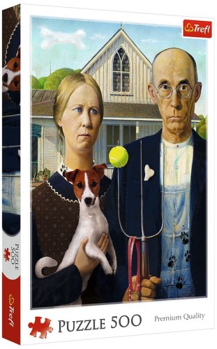 Przejdź do produktu Puzzle 500-el. American Gothic: Psia Edycja 37526, Trefl