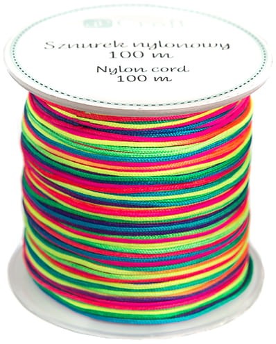 Przejdź do produktu Sznurek nylonowy, 0,8 mm, 100m, tęczowy, Dp Craft