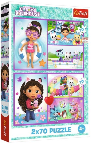 Przejdź do produktu Puzzle 2x70-el. Zabawa z Gabby / Universal Gabby""s Dollhouse, Trefl