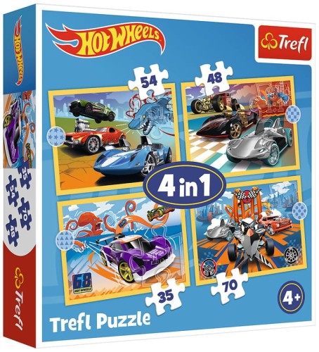 Przejdź do produktu Puzzle 4w1 Pojazdy Hot Wheels / Mattel Hot Wheels