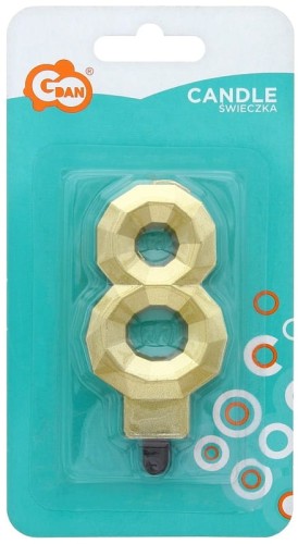 Przejdź do produktu Świeczka cyferka 8 - Diament, metalik złoty, 7.6 cm, GoDan