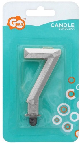 Przejdź do produktu Świeczka cyferka 7 - Diament, metalik srebrny, 7.6 cm, GoDan