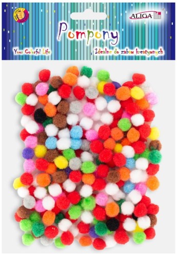 Przejdź do produktu Pompony mix kol op.240szt 1cm POM-9280, Aliga
