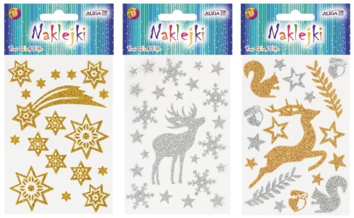 Przejdź do produktu Naklejki świąteczne z brokatem 8x12cm NKX-8979, Aliga