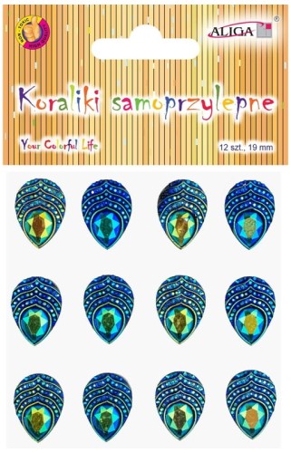 Przejdź do produktu Dżety kryształki samoprzylepne JET-3089 pawie oczka 1,9x1,3cm, Aliga
