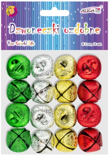 Przejdź do produktu Dzwoneczki DZW-3652 ozdobne, mix kolorów, rozm. 2cm, op.16szt , Aliga