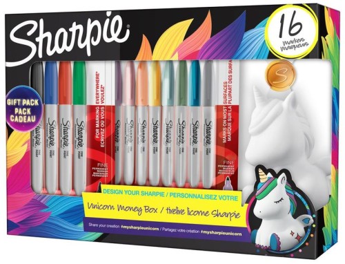 Przejdź do produktu Markery Fine kpl 16-kol + skarbonka unicorn, Sharpie