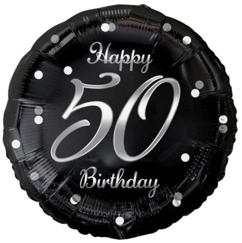 Przejdź do produktu Balon foliowy B&C Happy 50 Birthday, czarny, nadruk srebrny, 18"