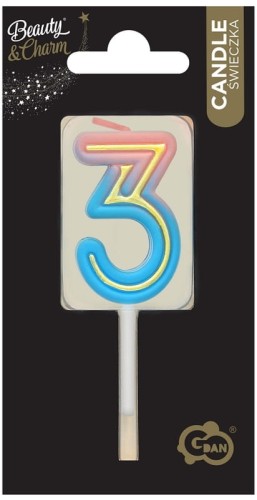 Przejdź do produktu Świeczka cyferka B&C Neon 3, 44x27x12mm, GoDan