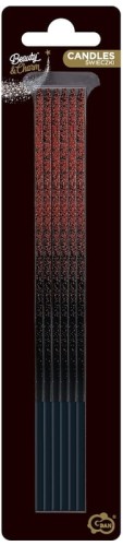 Przejdź do produktu Świeczki B&C Ombre, czerwony brokat, 3x3x170mm, 6 szt., GoDan