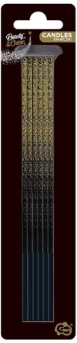 Przejdź do produktu Świeczki B&C Ombre, złoty brokat, 3x3x170mm, 6 szt., GoDan