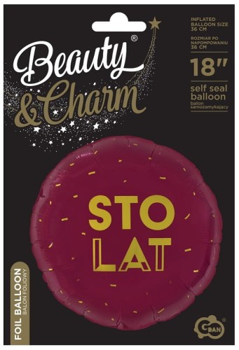 Przejdź do produktu Balon foliowy Sto Lat (bordowy), 18"
