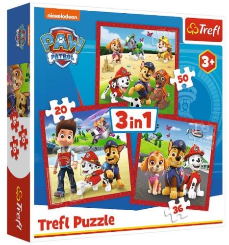 Przejdź do produktu Puzzle 3w1 Psi Patrol - Wesołe pieski 34867 Trefl