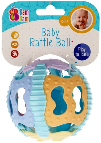 Przejdź do produktu BAM BAM Grzechotka kula gumowa z dźwiękiem 515078