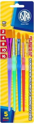 Przejdź do produktu Zestaw pędzli ASTRA nylon. uchwyt silikon. 5 szt.