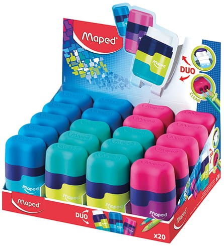 Przejdź do produktu Temperówka z gumką Connect kolorowa 2 otwory Maped