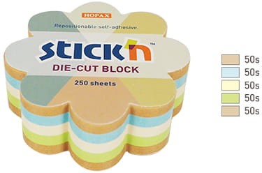 Przejdź do produktu Notes kwiatek 67 x 67 mm  mix 5-kolorów pastel +recykling 250kart, Stick`n