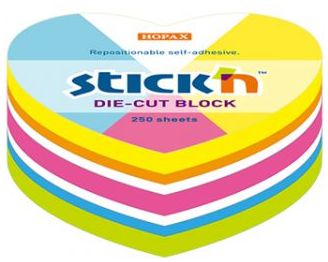 Przejdź do produktu Notes serce 64 x 67 mm  mix 5-kolorów neon-biały 250kart, Stick`n