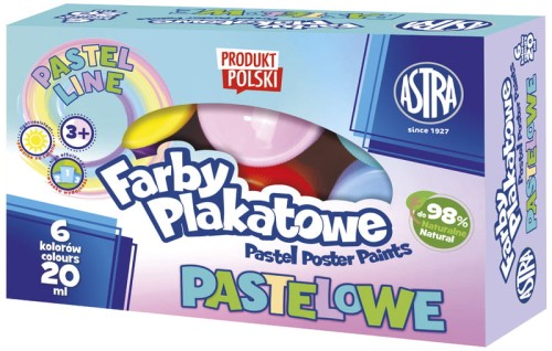 Przejdź do produktu FARBY PLAKATOWE PASTELOWE ASTRA 6KOLx20ML