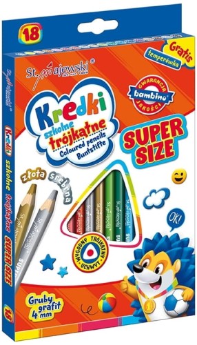 Przejdź do produktu Kredki szkolne trójkątne Super Size 15 kol + tempe