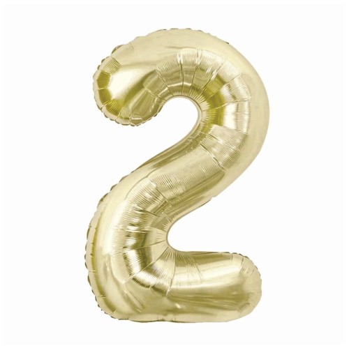 Przejdź do produktu Balon foliowy B&C, cyfra 2, szampańska, 85 cm