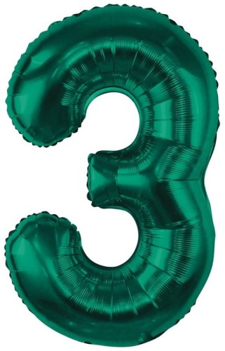 Przejdź do produktu Balon foliowy B&C, cyfra 3, zieleń butelkowa, 85 cm