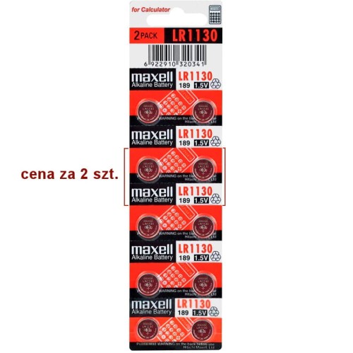 Przejdź do produktu Baterie LR1130 2 szt.=1/5 blistra 1,5V alkaliczna, Maxell