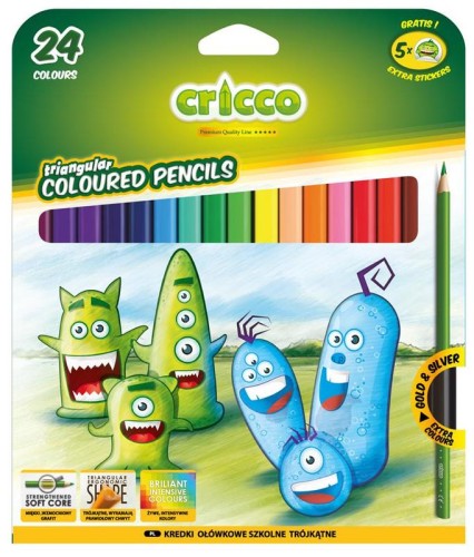 Przejdź do produktu Kredki Crico 24kol trój