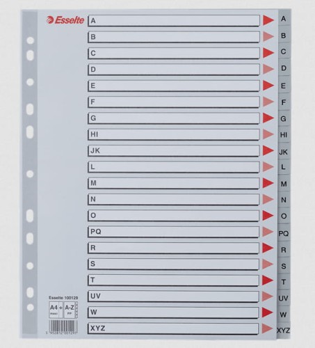 Przejdź do produktu PRZEKŁADKI ESSELTE A-Z A4 PP SZARE