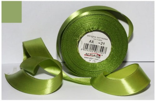 Przejdź do produktu Wstążka satynowa blado-zielona 25 mm 32 mb. AX25-21, Aliga