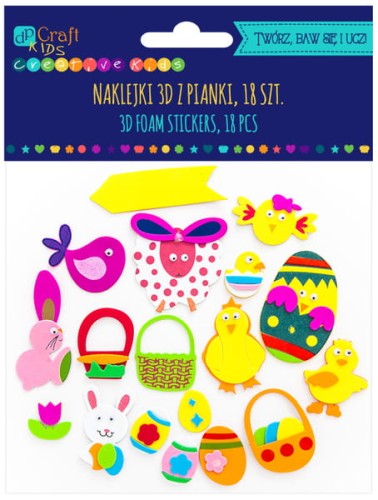 Przejdź do produktu Naklejki 3d z pianki - wielkanoc 18szt, Dp Craft