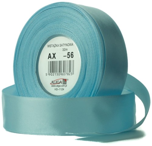 Przejdź do produktu Wstążka satynowa blado-niebieska 25 mm 32 mb. AX25-56, Aliga