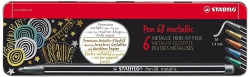 Przejdź do produktu Flamastry STABILO Pen 68 metallic etui metalowe 6