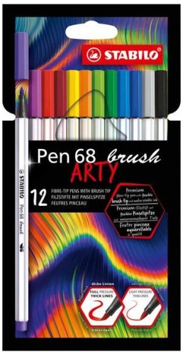Przejdź do produktu Flamastry STABILO Pen 68 brush etui kartonowe 12 s