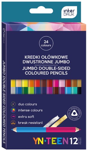 Przejdź do produktu Kredki 24-kol. dwustronne Jumbo, Noster